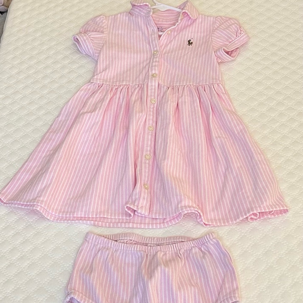 Polo by Ralph Lauren Pink Striped Kids Casual Dress